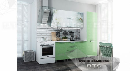 Кухня Бьянка зелёная с пеналом